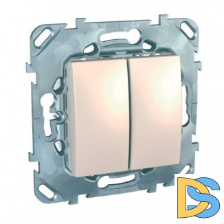 Выключатель 2-клавишный, Бежевый, серия Unica, Schneider Electric