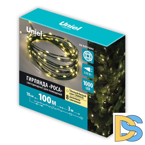 Гирлянда Роса Uniel ULD-S10000-1000/DGA WARM WHITE IP20 DEW UL-00012089