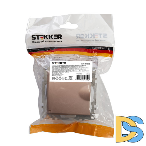 Розетка 1-местная с/з с защитной шторкой Stekker Катрин 39594