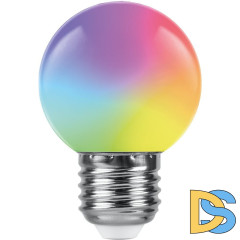 Лампа светодиодная Feron LB-37 шар матовый E27 1W RGB быстрая смена цвета 38126