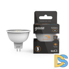 Лампа светодиодная диммируемая Gauss GU5.3 5W 3000K матовая 101505105-D