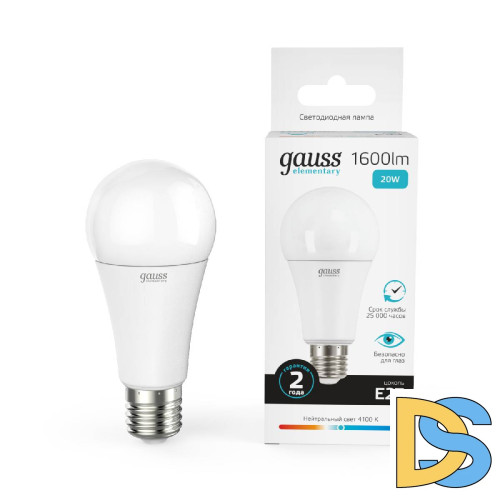 Лампа cветодиодная Gauss E27 20W 4100K груша матовая 23229