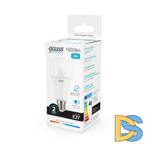 Лампа cветодиодная Gauss E27 20W 4100K груша матовая 23229