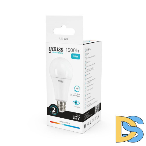 Лампа cветодиодная Gauss E27 20W 4100K груша матовая 23229