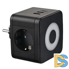 Разветвитель сетевой с выключателем Uniel S-GES2-16SBUC BLACK UL-00011246