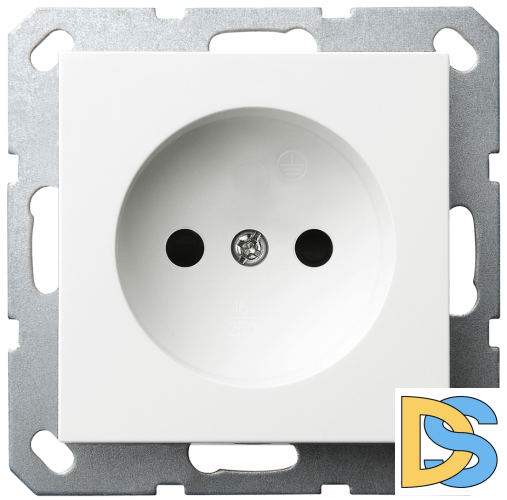 Розетка без заземления Jasmart с защитными шторками 16A 250V 2P белый глянцевый G5503W