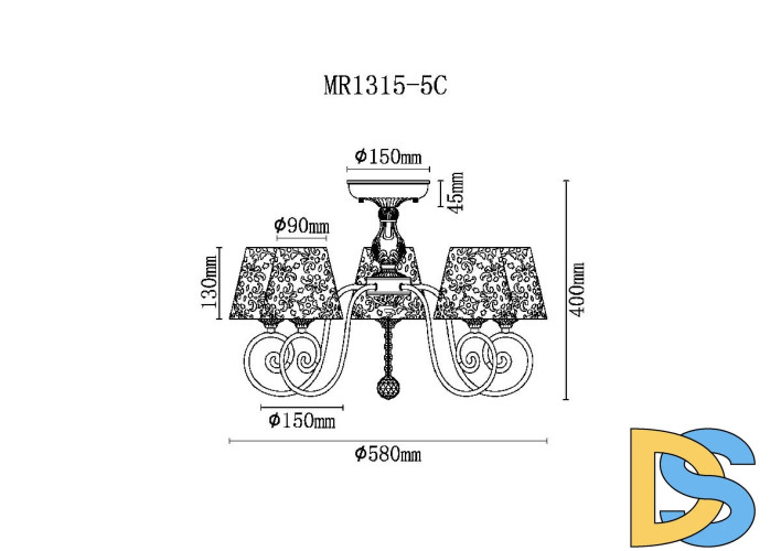 Потолочная люстра Myfar Luna MR1315-5C