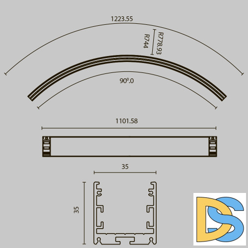 Радиусный профиль Maytoni Led strip ALM-3535R-B-EX-90°-1.5M