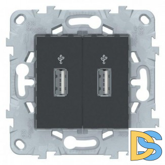 Розетка USB 2-ая, Антрацит, серия Unica New, Schneider Electric