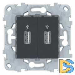 Розетка USB 2-ая, Антрацит, серия Unica New, Schneider Electric
