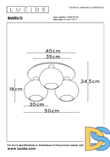 Потолочный светильник Lucide Marius 74114/03/30