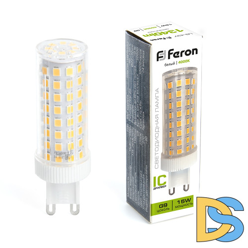 Лампа светодиодная Feron G9 15W 4000K капсульная LB-437 38213