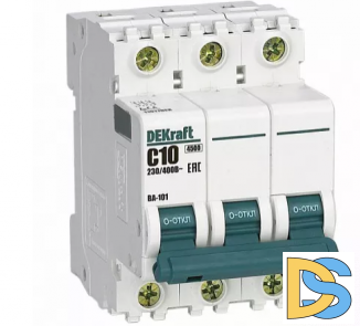 Автоматический выключатель DEKraft ВА-101 3P 10А 4.5кА, 11077DEK