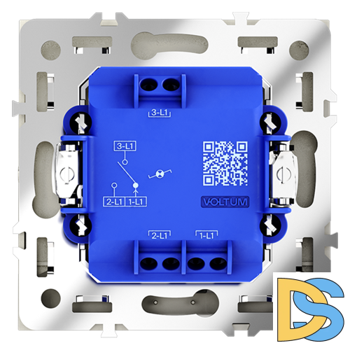 Проходной переключатель встраиваемый VOLTUM S70 одноклавишный с подсветкой 10А, (сталь)