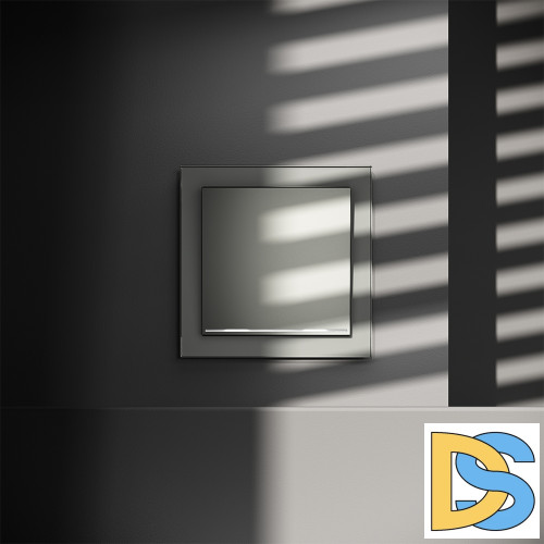 Проходной переключатель встраиваемый VOLTUM S70 одноклавишный с подсветкой 10А, (сталь)