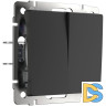 Выключатель Werkel двухклавишный проходной черный матовый W1122008 4690389156724