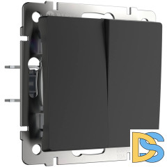 Выключатель Werkel двухклавишный проходной черный матовый W1122008 4690389156724