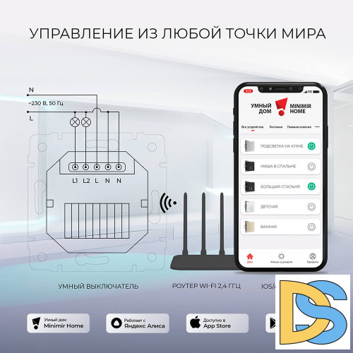 Сенсорный выключатель двухклавишный с функцией Wi-Fi Werkel белый W4520601 4690389171192