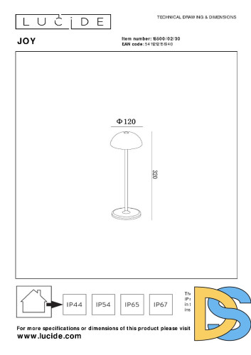 Настольная лампа Lucide Joy 15500/02/30