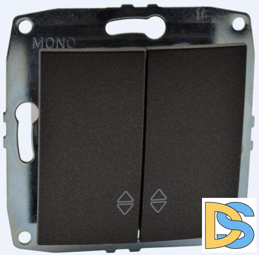 Выключатель двухклавишный проходной Mono Electric Despina-Larissa 10А 250В графит 500-002023-111