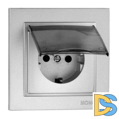 Розетка с заземлением с крышкой Mono Electric Despina 16А 250В серебро 102-212121-118