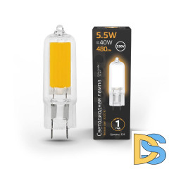 Лампа светодиодная Gauss G4 5.5W 3000K прозрачная 107807105