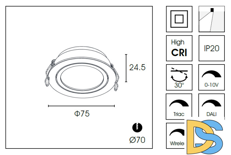 Встраиваемый светильник Delight Collection DA8303DR