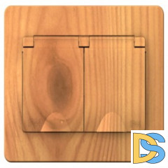 Розетка 1-ая электрическая, с заземлением, крышкой IР44, влагозащищенная, Ясень, серия B