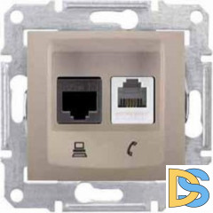Розетка телефонная+компьютерная RJ-11/RJ-45 кат. 5e, Титан, серия Sedna, Schneider Electric