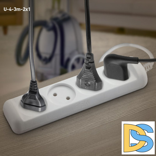 Удлинитель электрический Эра U-4-3m-2x1 Б0028362