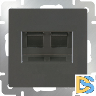 Розетка телефонная RJ-11 и Еthernet RJ-45 (серо-коричневый) WL07-RJ11+RJ45