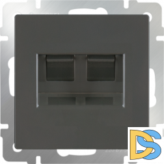 Розетка телефонная RJ-11 и Еthernet RJ-45 (серо-коричневый) WL07-RJ11+RJ45