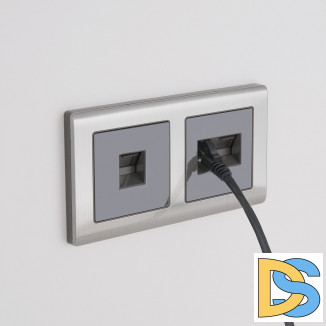 Розетка телефонная RJ-11 и Еthernet RJ-45 (серо-коричневый) WL07-RJ11+RJ45