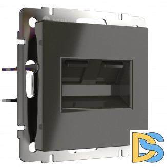 Розетка телефонная RJ-11 и Еthernet RJ-45 (серо-коричневый) WL07-RJ11+RJ45