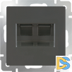 Розетка телефонная RJ-11 и Еthernet RJ-45 (серо-коричневый) WL07-RJ11+RJ45