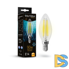 Лампа светодиодная филаментная Voltega E14 6W 3000K свеча прозрачная 7219