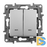 Переключатель двухклавишный Legrand Etika с подсветкой 10A 250V алюминий 672416