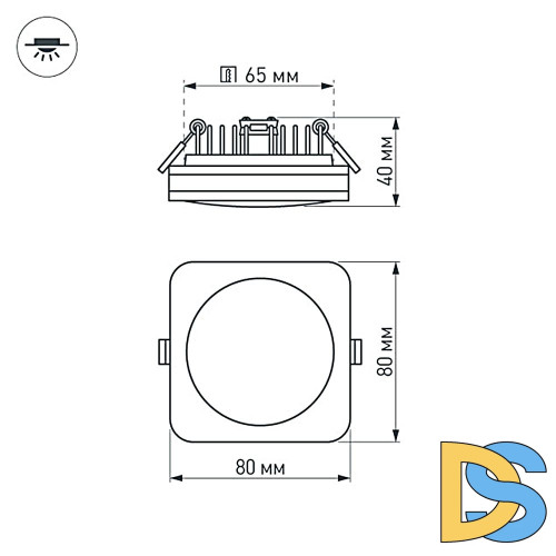 Встраиваемый светильник Arlight LTD-80x80SOL-5W Warm White 3000K 016962