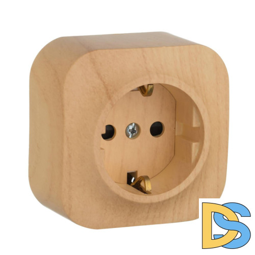 Розетка 2К+З Legrand Quteo 16A 250V с/з со шторками дерево 782280