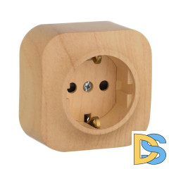 Розетка 2К+З Legrand Quteo 16A 250V с/з со шторками дерево 782280