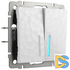 Выключатель двухклавишный с подсветкой (белый) W1220101