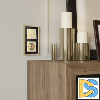 Рамка на 2 поста Baguette (черный/латунь) W0022852