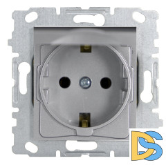 Розетка Vesta-Electric Roma Silver одинарная с заземлением с крышкой без рамки