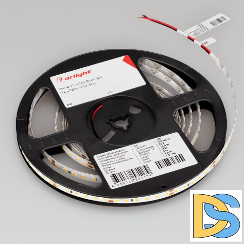 Светодиодная лента Arlight UL-A120-8mm 24V Warm2700 (9.6 W/m, IP20, 5m) 042298