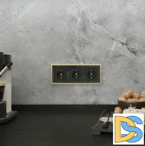 Рамка на 3 поста Werkel Baguette черный-латунь 4690389185809 W0032852 a060241