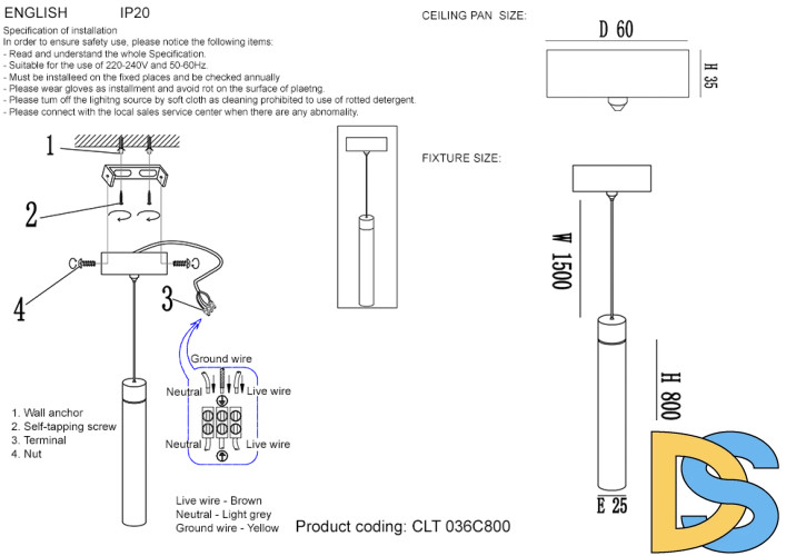Подвесной светильник Crystal Lux CLT 036C800 GO