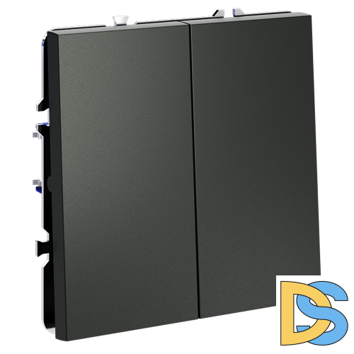 Проходной переключатель встраиваемый VOLTUM S70 двухклавишный 10А, (титан)