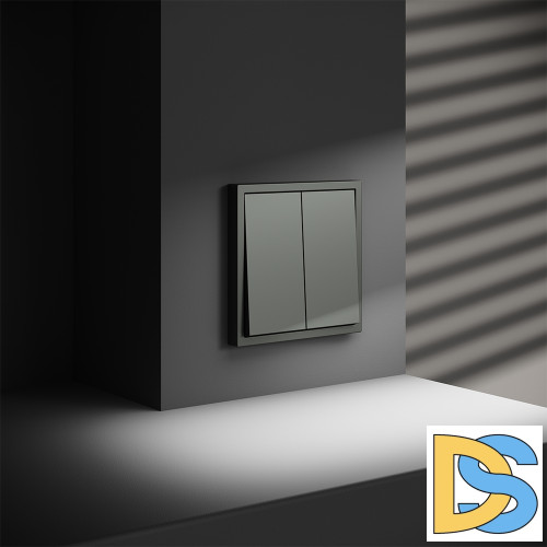 Проходной переключатель встраиваемый VOLTUM S70 двухклавишный 10А, (титан)