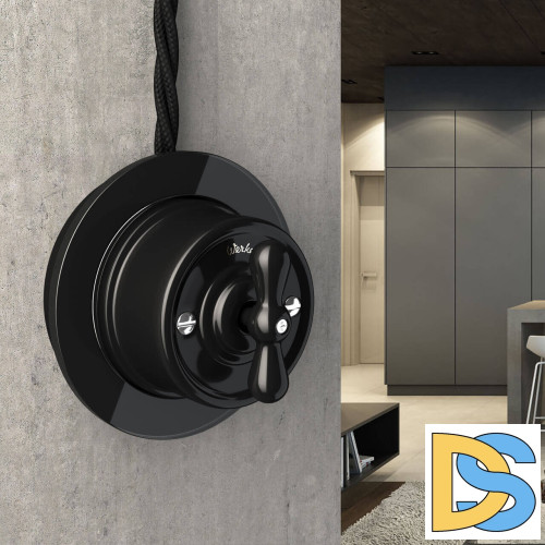 Переключатель Werkel одноклавишный Retro черный W5612008 4690389166716