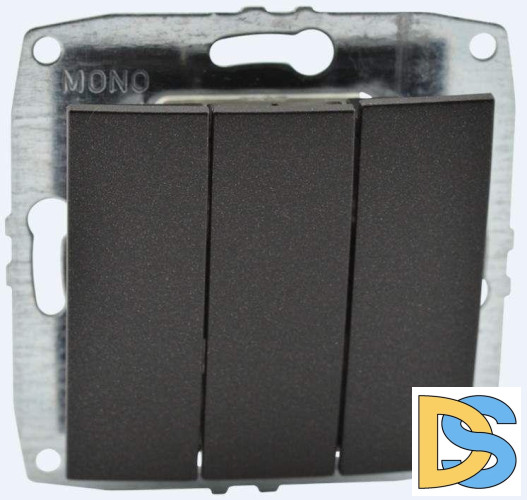 Выключатель трехклавишный Mono Electric Despina-Larissa 10А 250В графит 500-002022-114